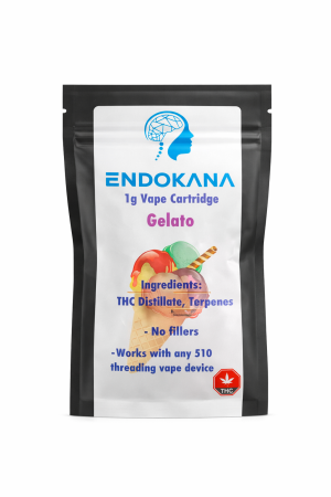 Gelato – 1g THC Vape Cartridge  - Buy Premium Cannabis Vape Online on Shroom Garden Experience smooth vapor, rich flavor, and consistent performance with the Endokanna Gelato 1g Vape Cartridge.
