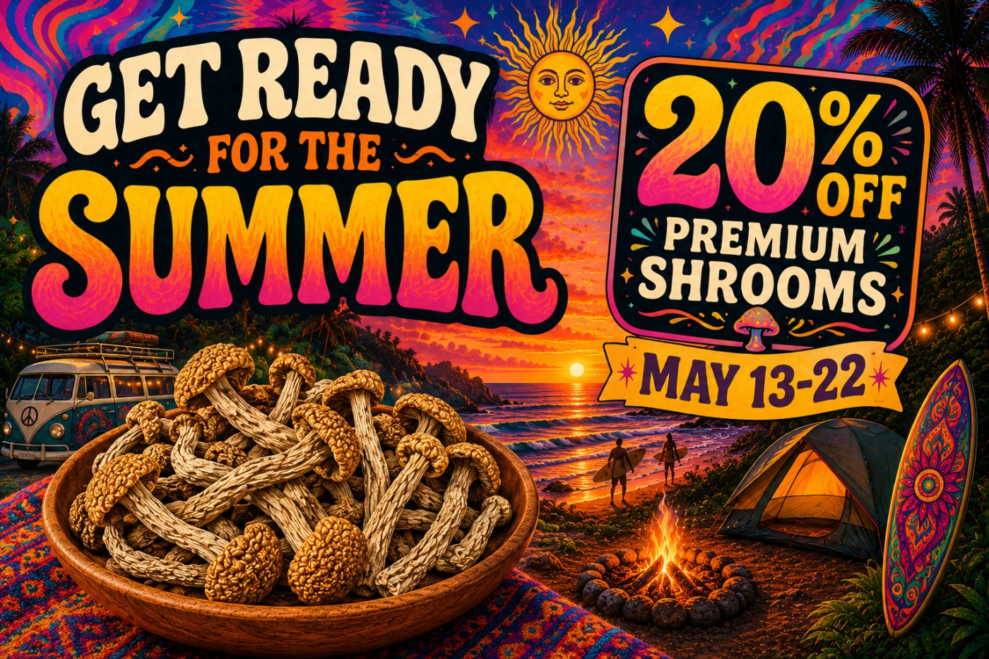 Buy shrooms online - get 20% off premium shrooms with Shroom Garden's May Long Weekend Sale