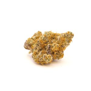 Premium Unicorn Poop hybrid strain with dense nugs, orange hairs, and heavy trichome coverage offering sweet fruity aromas.