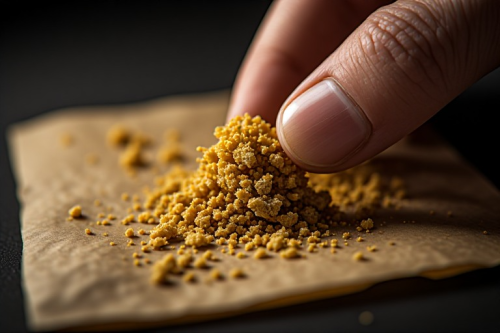 A hand breaking soft blonde hash showing the perfect texture; follow this guide to store blonde hash Canada and preserve terpenes.