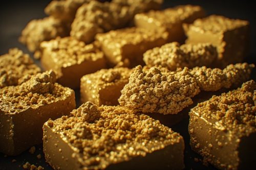 Selection of indica‑dominant golden hash bricks from Shroom Garden – choose blonde hash Canada