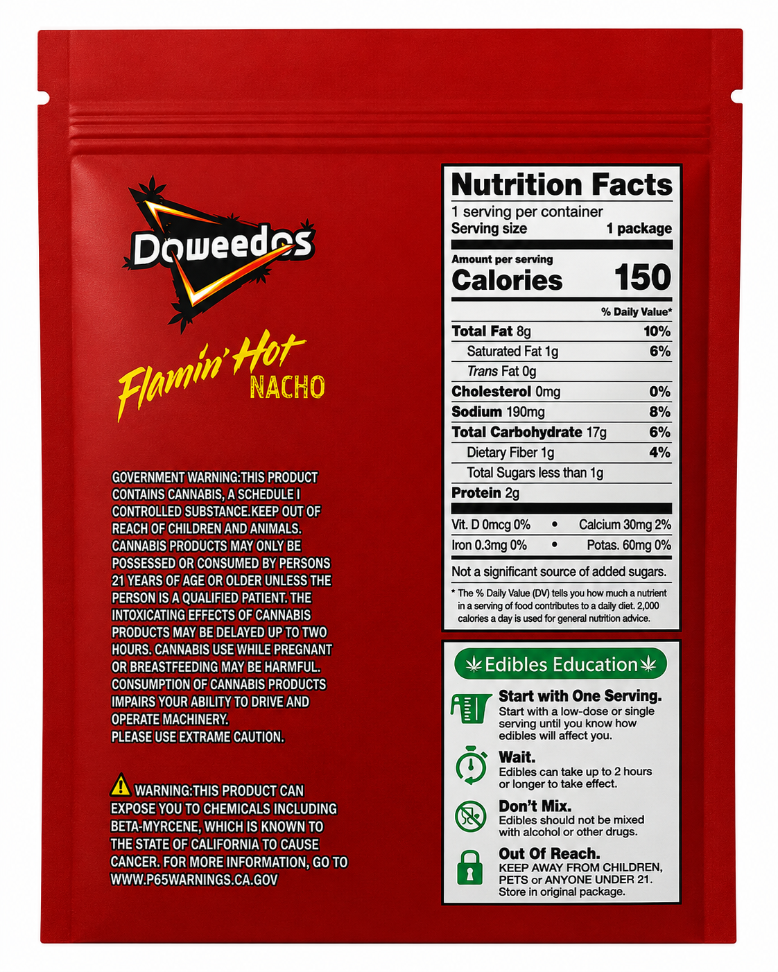 Package of Doweedos THC Chips, a cannabis-infused savoury snack containing 600mg THC per bag.