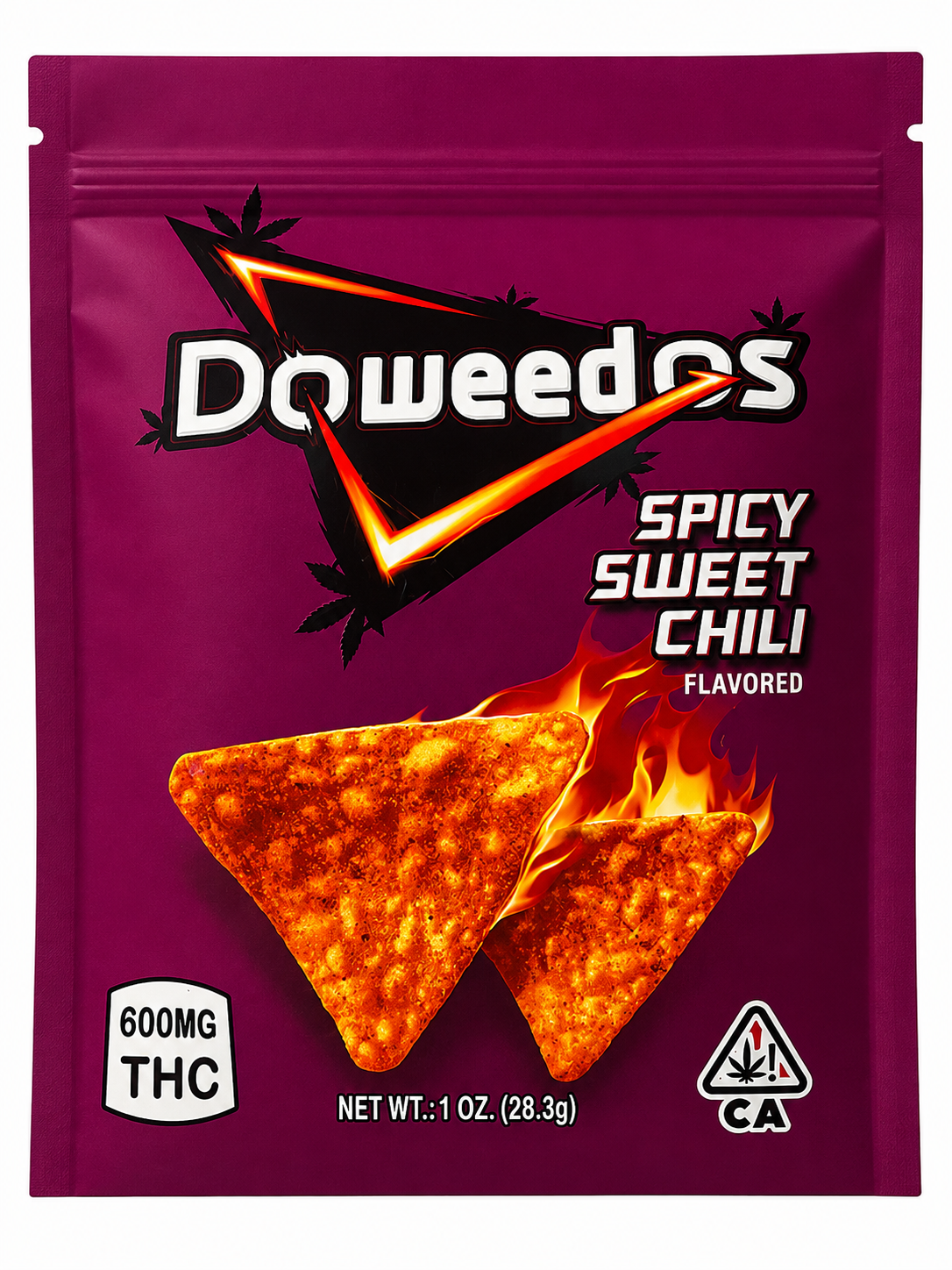 Package of Doweedos THC Chips, a cannabis-infused savoury snack containing 600mg THC per bag.