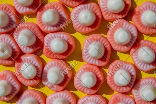 Colourful magic mushroom gummies available in Canada arranged on a plate