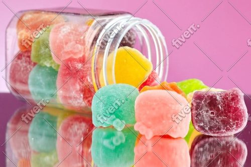 Close‑up of a magic mushroom gummies package showing dosage in milligrams